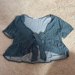 La Hearts Teal Polka Dot Blouse